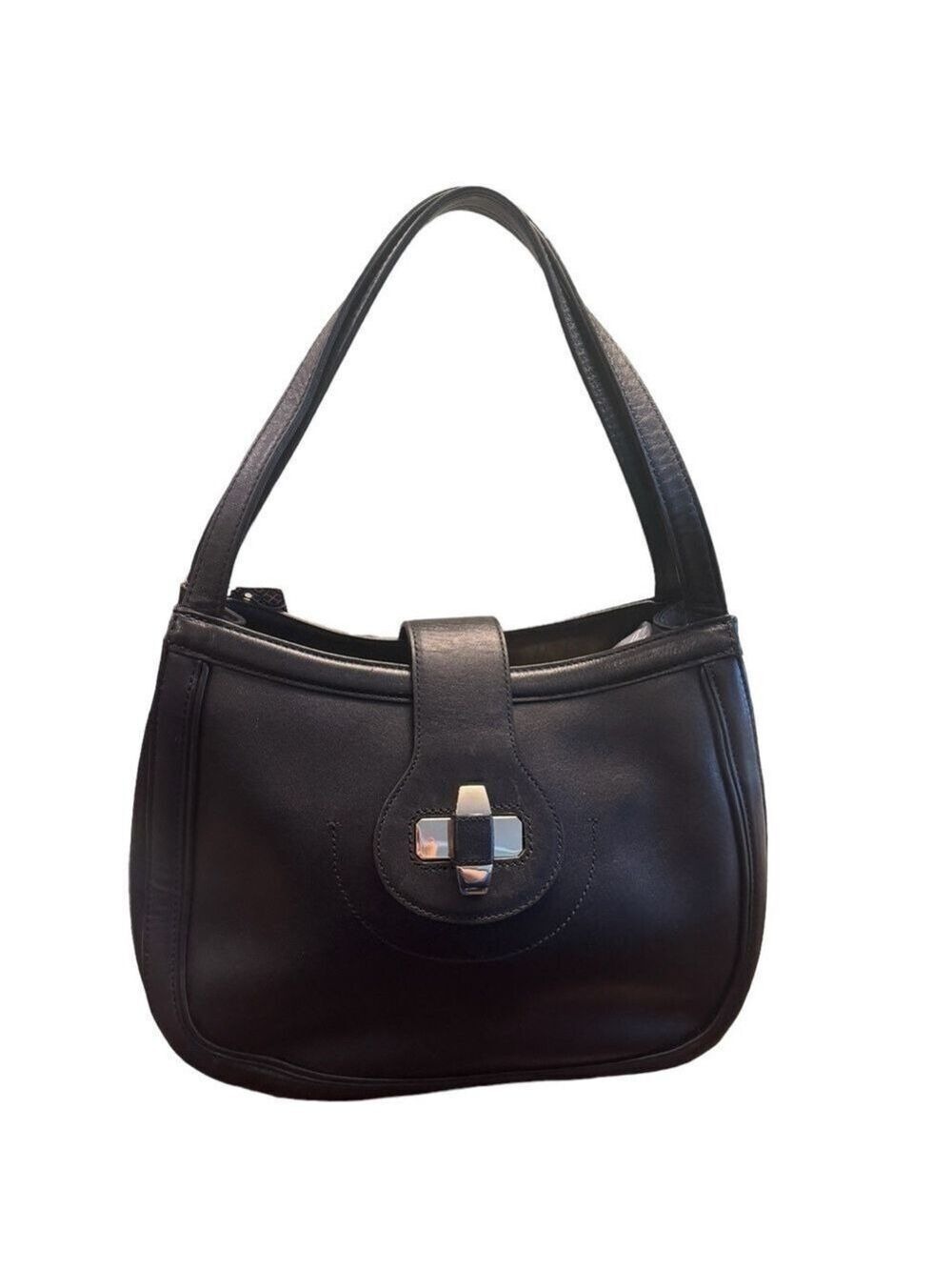 Tory Burch Black Serina Hobo Turnlock Expandable Shoulder Handbag NWT